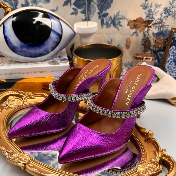 🆕 KURT GEIGER 🧿 NWOT Duke Pointed Toe Embellished Pump Mule - Size 6 - Picture 6 of 16